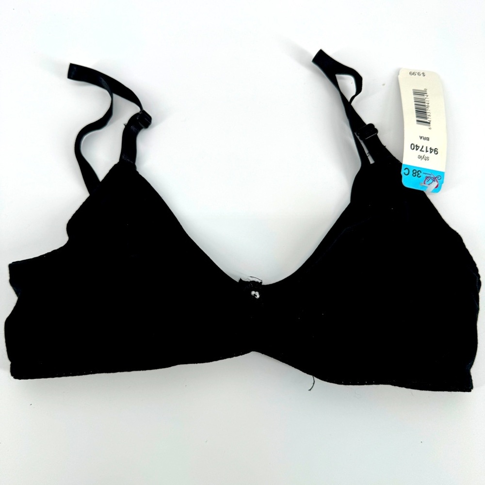 Vintage NEW Jolie Intimates dainty black floral embroidered bra